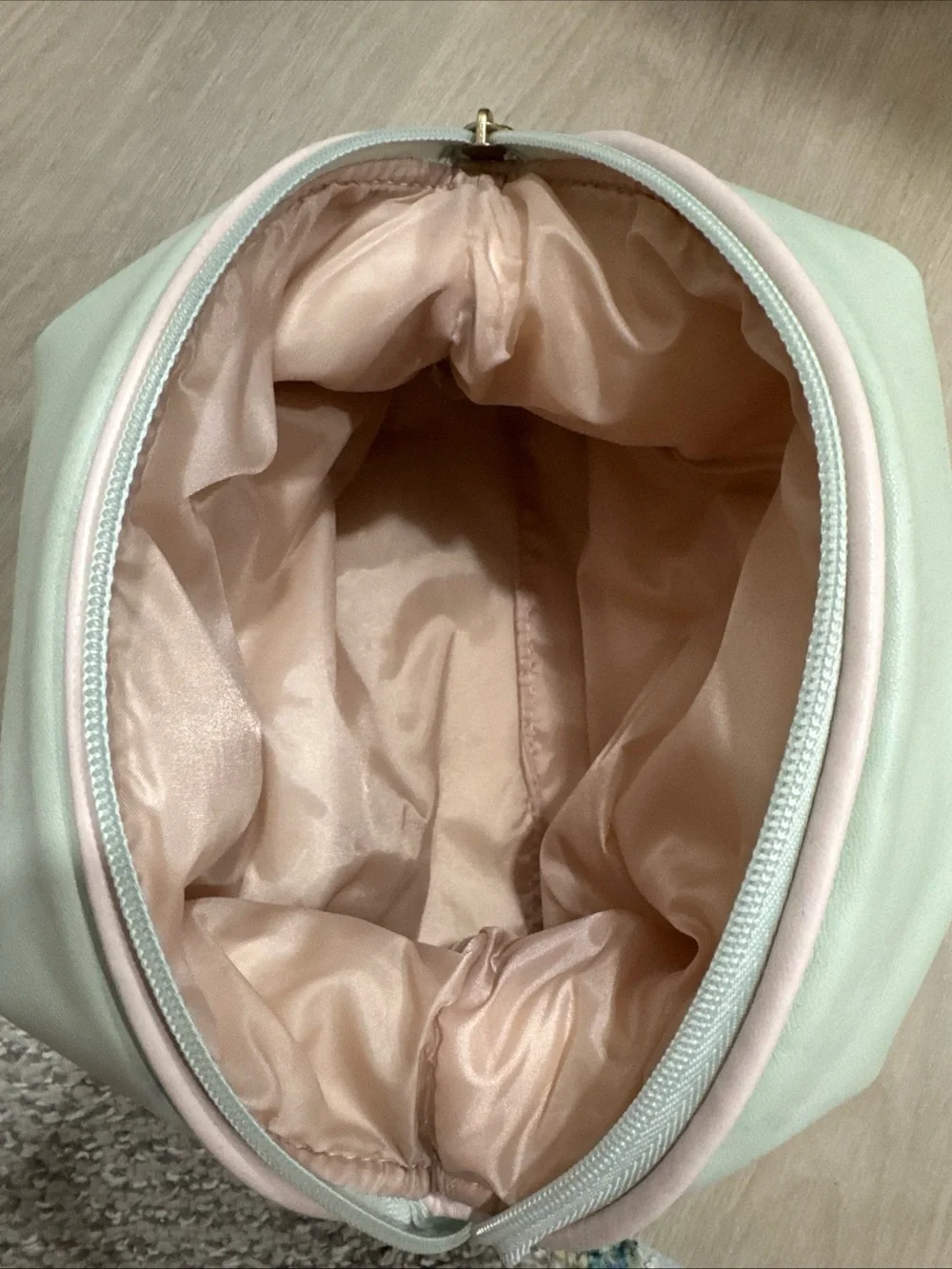 Victoria's Secret Mint Green Cosmetic Pouch with Pink Trim